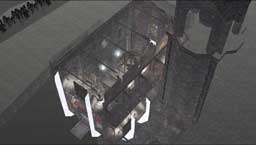 Top camera view of the church by the cemetery.